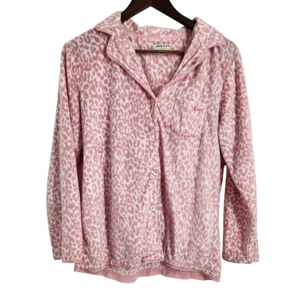 Anne Klein Pink Leopard Print Pajama Set - Women's Medium